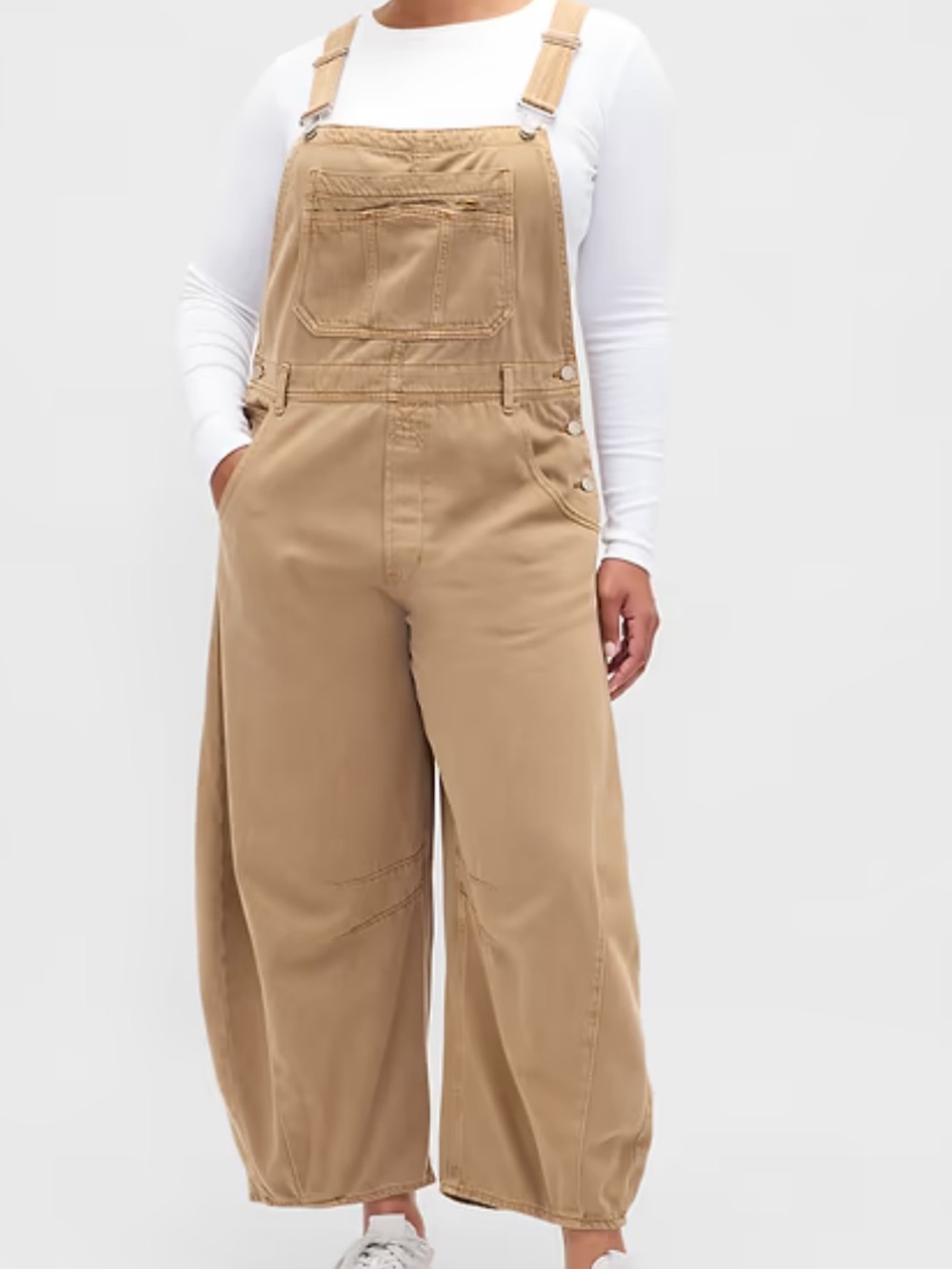 Gap UltraSoft Denim Horseshoe Overalls Mojave Tan Women’s Size X-Large Tall